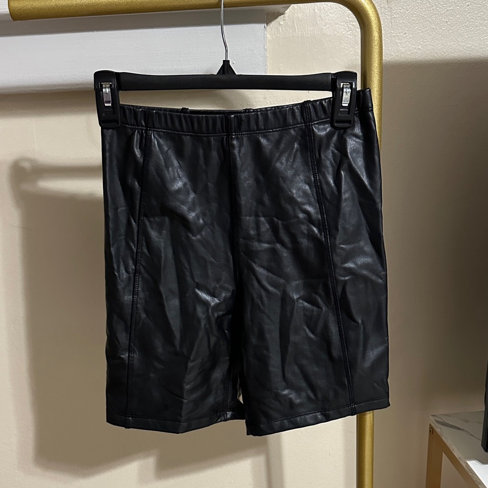 Black faux Leather women’s biker Shorts